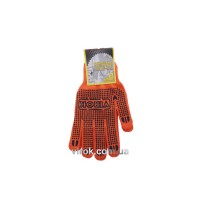 Рукавиці трикотажні VIROK оранжеві з ПВХ крапкою з подвійним надолонником, розм. 10