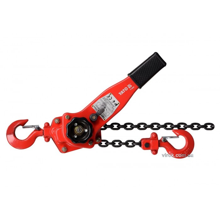 Лебідка ланцюгова ручна YATO : з дотягувачем, H= 1.5 м, F= 750 кг [1]