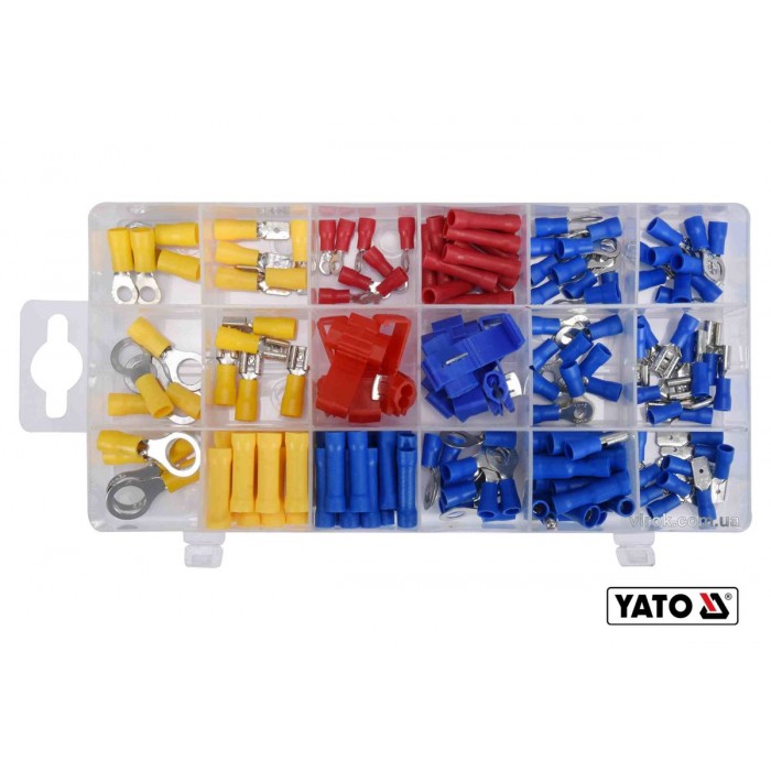 Набір електричних роз'ємів з ізоляцією YATO : 160 шт, в футлярі [24/720]