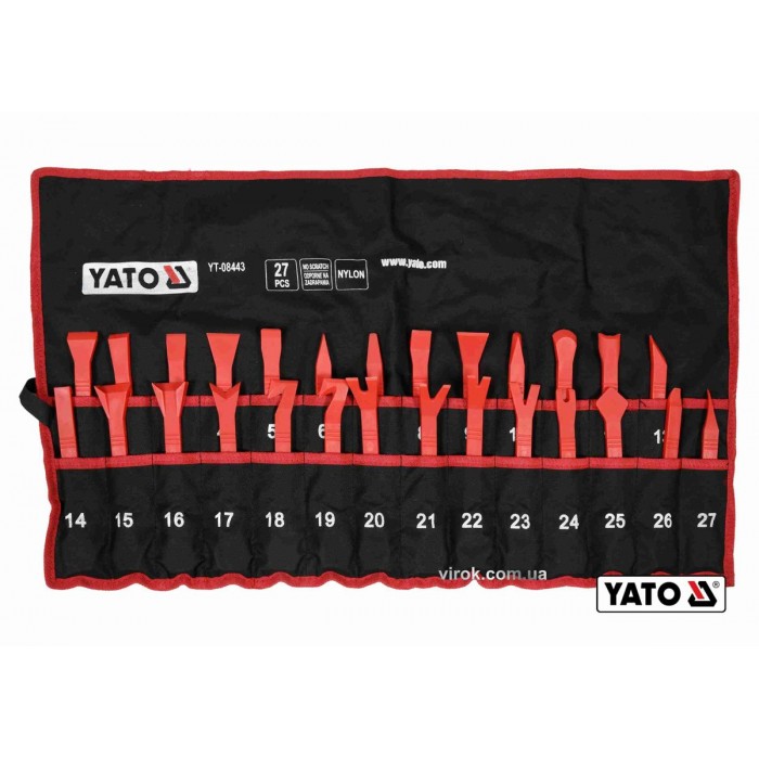 Знімачі для демонтажу обшивки автомобільного салону YATO : нейлон, 27 шт, в плахті [10]