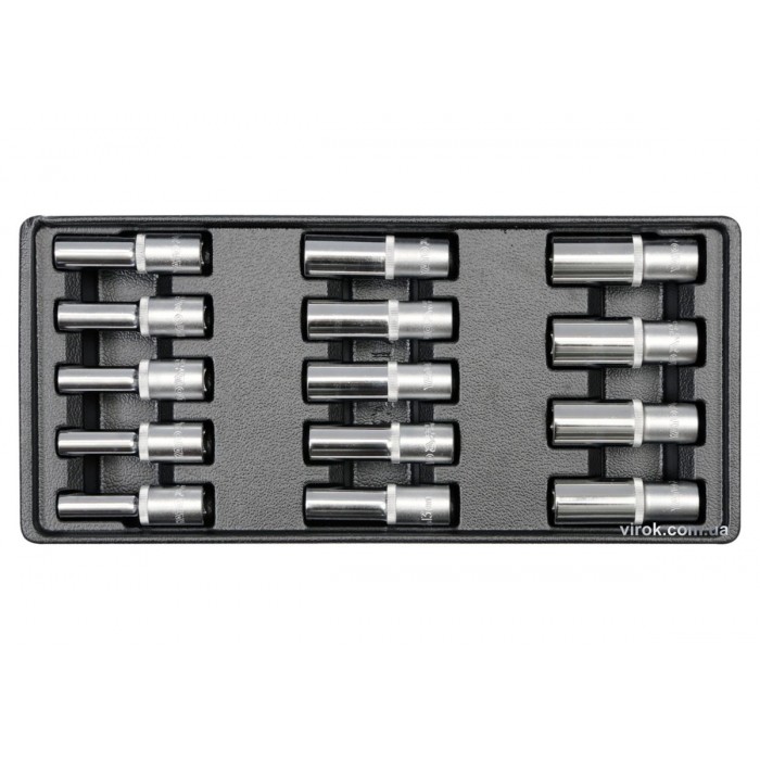 Вклад до інструментальної шафи YATO, торцеві глибокі ключі з квадр. 1/2", 14 елем. [8]