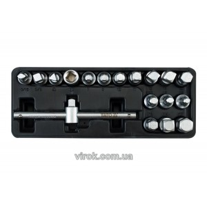 Ключі для зливної пробки YATO на кв. 3/8", кпл. Набір 18 шт., h= 10 мм  [10]