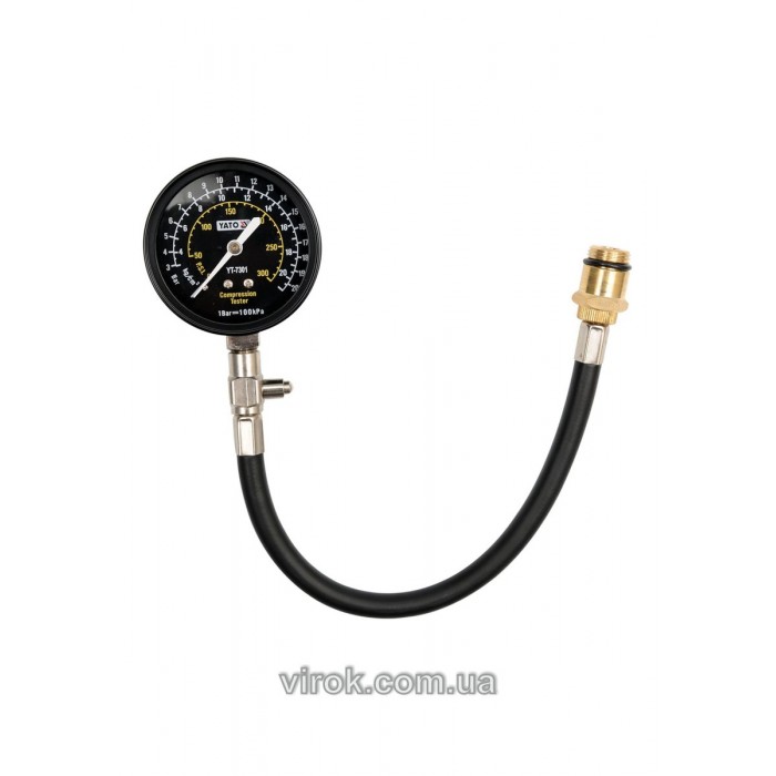 Компресометр для бензинових двигунів YATO з вужиком і різьбами [12/24]