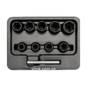 Набір головок для видалення зломаних гвинтів YATO : квадрат 3/8", h= 10 мм. 1 (Шт/Набір) [20]