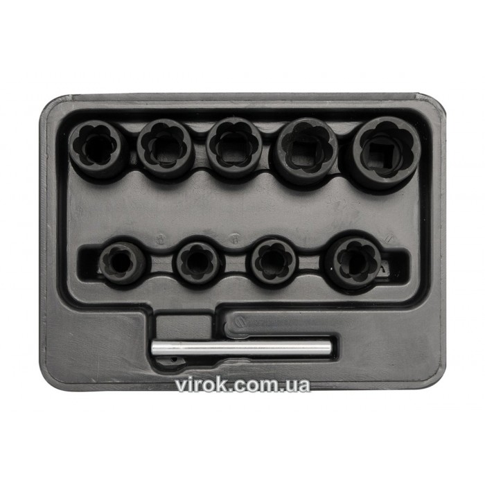 Набір головок для видалення зломаних гвинтів YATO : квадрат 3/8", h= 10 мм. 1 (Шт/Набір) [20]