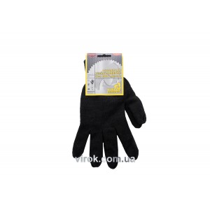 Рукавиці трикотажні теплі подвійні чорні без ПВХ крапки (7/10 клас,бавовна 70%,поліестр 30%)розм. 10
