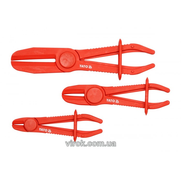 Затискачі для патрубків YATO з фіксаторами, 1/4"-3/4", 1/2"-5/4", 3/4"-9/4", Набір 3 шт.[25/50]