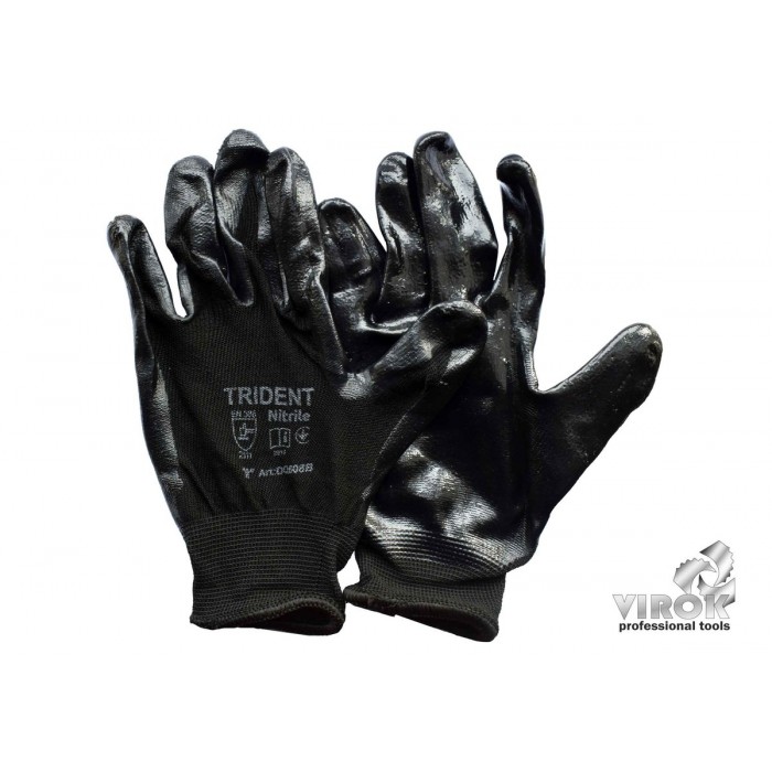 Рукавиці TRIDENT трикотажні поліестерові 13 клас, покриті нітрилом, розмір 10