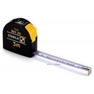 Рулетка STABILA Type BM20 : L= 3 м x 13 мм, пласт. корпус з сталевою стрічкою