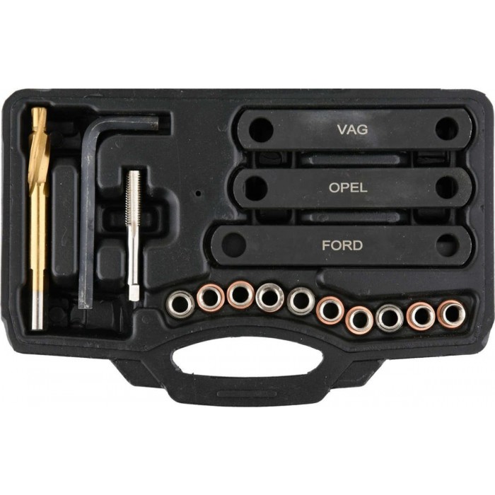 Набір для ремонту різьби гальмівних супортів FORD/OPEL/VAG YATO, М9х1,25; 16 елем. [10]