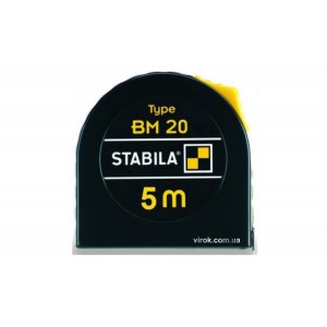 Рулетка STABILA Type BM20 : L= 5 м x 19 мм, пласт. корпус з сталевою стрічкою