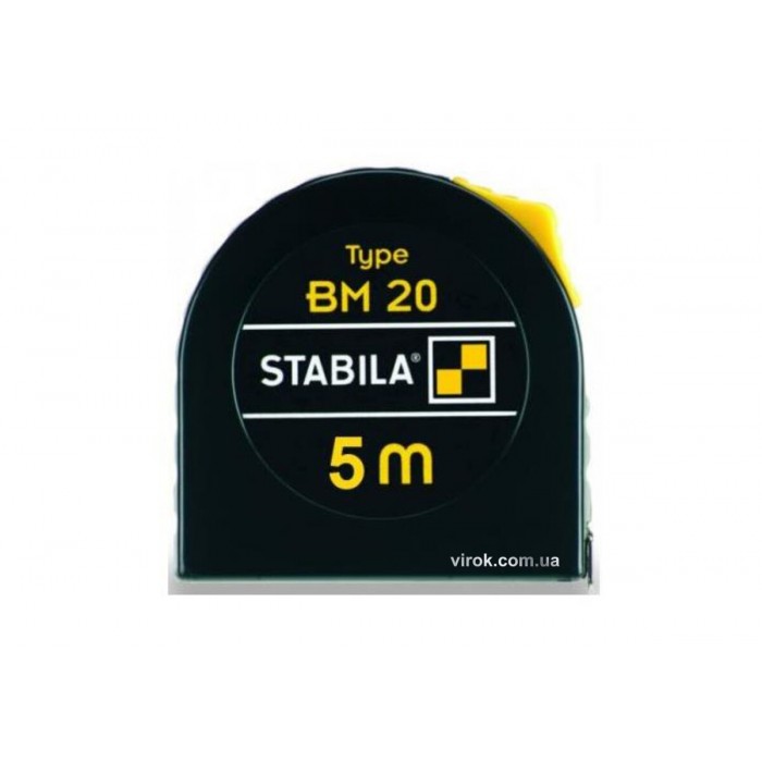 Рулетка STABILA Type BM20 : L= 5 м x 19 мм, пласт. корпус з сталевою стрічкою