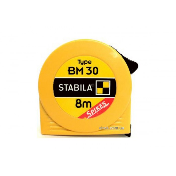 Рулетка STABILA Type BM30 : L= 8 м x 25 мм, пласт. корпус з сталевою стрічкою