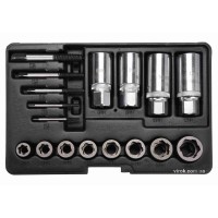 Набір екстракторів YATO : квадрат-1/2" 3/8", CrV і CrMo, для видалення зломаних гвинтів. 17 Од. [10]