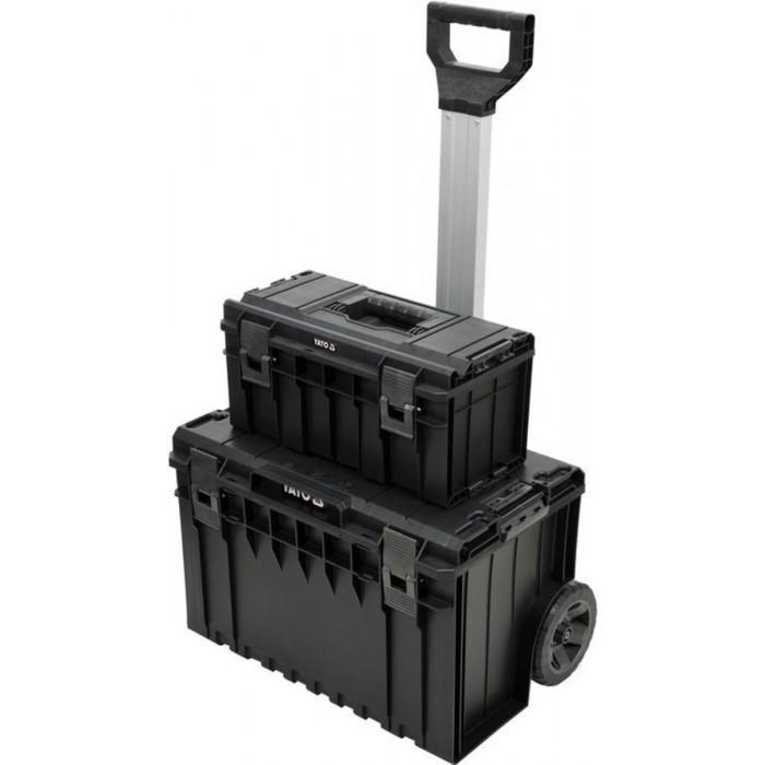 Ящик для інструментів 2 секції YATO на 2-х колесах, 855х425х645 мм, з пластика, висувна ручка [1]