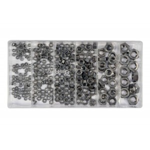 Гайки М3- М10 YATO : нержавіючі, пластикова коробка; наб. 300 шт. [5/20]