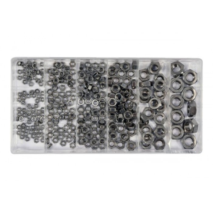 Гайки М3- М10 YATO : нержавіючі, пластикова коробка; наб. 300 шт. [5/20]