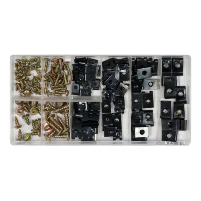 Гвинти самонарізні і металеві кліпси YATO; наб. 170 шт. [5/20]