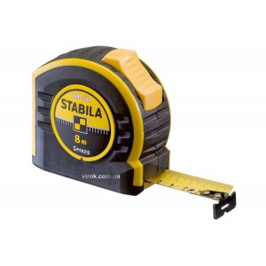 Рулетка STABILA Type BM40 : L= 8 м х 25 мм, поліамідне покриття стрічки, гачок Spikes