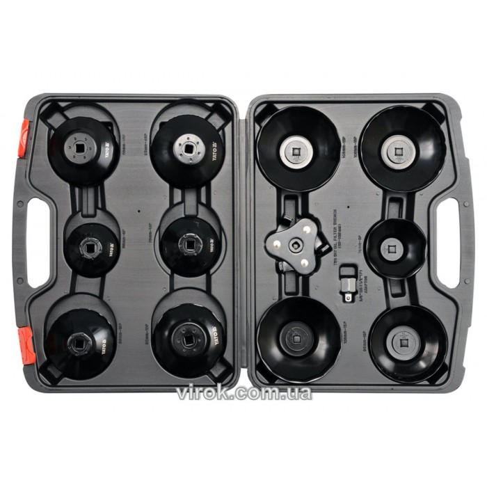 Торцеві головки до оливних фільтрів двигуна М 65 - 120 мм з квадр. 3/8" і 1/2"; компл. 13 шт. [5]