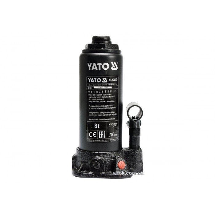Домкрат гідравлічний стовбцевий YATO : 8 т, H= 230 - 457 мм [2]