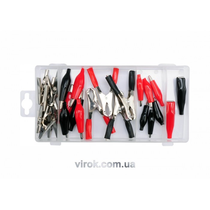 Кліщі контактні електричні "крокодильчики" різні YATO, набір 28 елементів [5/20]