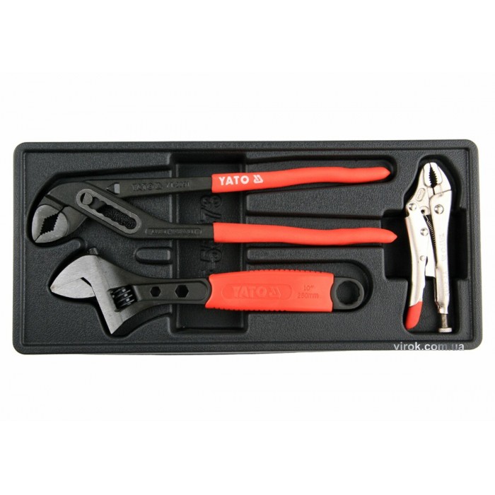 Вклад до інструментальної шафи YATO, з затискними і переставними кліщами, розвідним ключем, 3 елем.