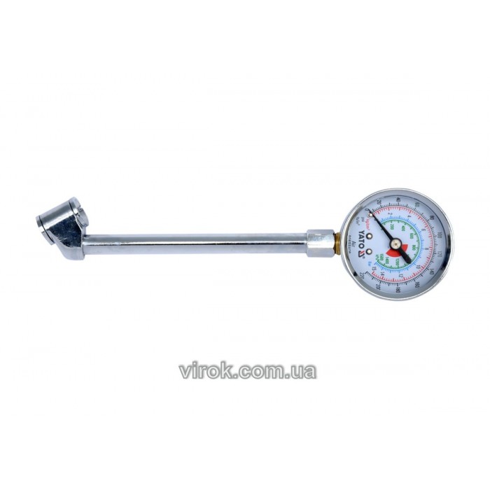 Манометр до коліс вантажних авто YATO : L= 140 мм, P= 0-15 Bar (220 PSI) [25/100]