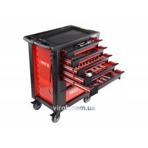 Шафа з інструментами 211 елем., 5 лотків YATO на 4 колесах; 7 шуфляд; 98х 77х 46,5 см [1/2]