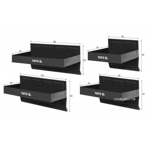 Полиці магнітні YATO: L x W x H - 31/ 27/ 21/ 15.5 x 12 x 11.5 см, 4 шт. [6]