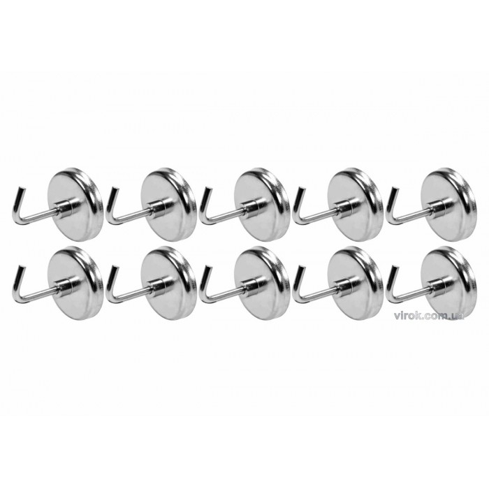 Гачки магнітні YATO з основою Ø= 35 мм, стержні l= 30 мм, 10 шт. [12/48]