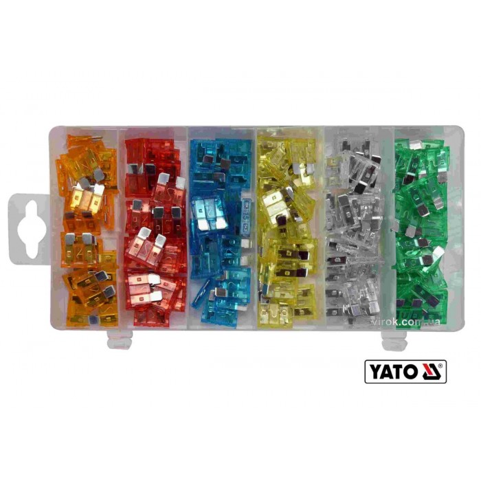Запобіжники автомобільні YATO STANDARD, по 20 шт. для струмів 5, 10, 15, 20, 25, 30 А, 120 шт [12]