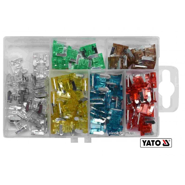 Запобіжники автомобільні YATO MINI, по 20 шт. для струмів 10, 15, 20, 25 А; 10шт-7.5, 30А; 100шт[12]