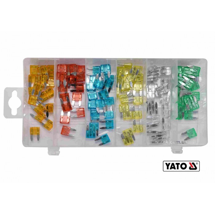 Запобіжники автомобільні YATO MINI, по 20 шт. для струмів 5, 10, 15, 20, 25, 30 А, 120 шт [12]