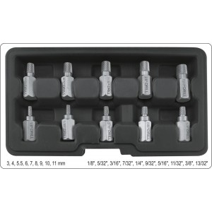Набір екстракторів-насадок YATO Ø 3-11 мм, для зломаних гвинтів, 10 Од. [20]