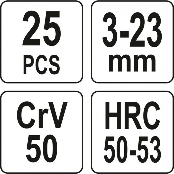 Набір екстракторів YATO 25 Од. Ø= 3-23 мм, для зломаних гвинтів [10]