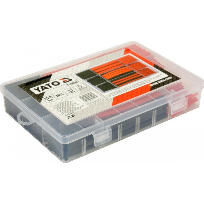 Кембрики термоусадні до t=125°C з клеєм YATO : різних розмірів, 270 шт [60]