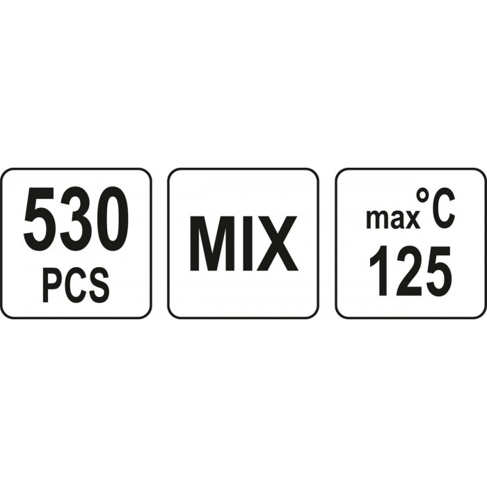 Кембрики термоусадні до t=125°C YATO : різних розмірів, 530 шт [60]