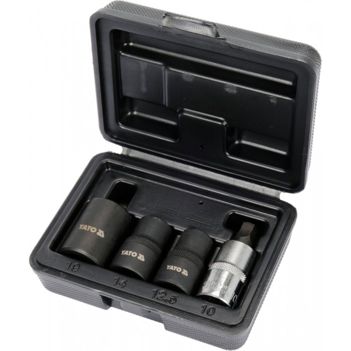 Головки 5-гранні для гальмівних супортів авто YATO: квадр-1/2", 12.5, 14, 19 мм біта-1мм, 4 шт [20]