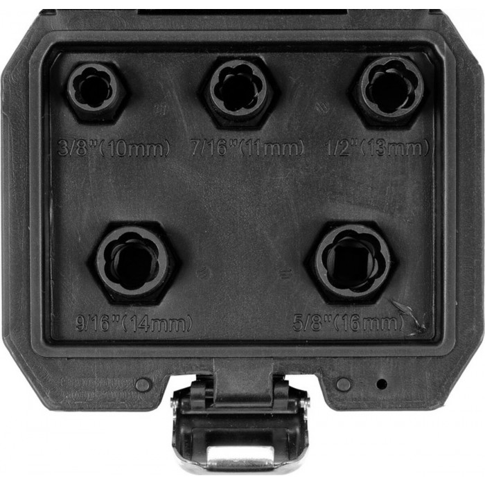 Набір головок для видал. зломаних гвинтів YATO : квадрат 3/8", М10, 11, 13, 14, 16 мм, 5 шт. в футл.