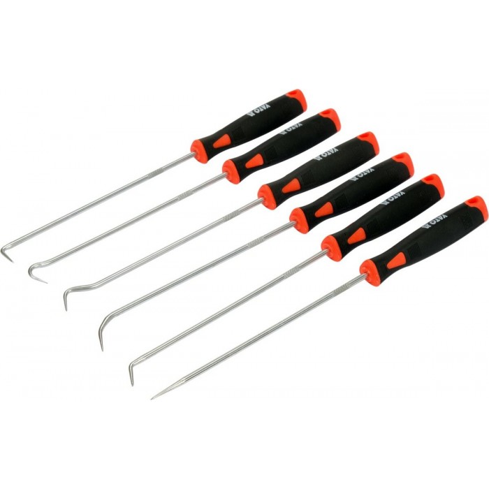 Набір довгих гачків з ручкою YATO і шило l= 240 мм, компл. 6 шт [6/48/570]