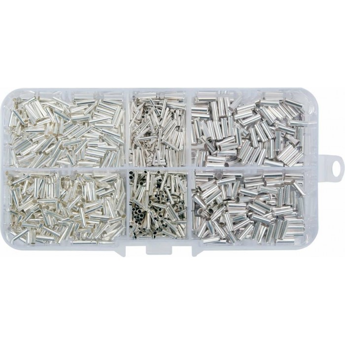 Набір наконечників для кабеля без ізоляції YATO : 6 різних розмірів, 1000 шт, в футлярі [100]