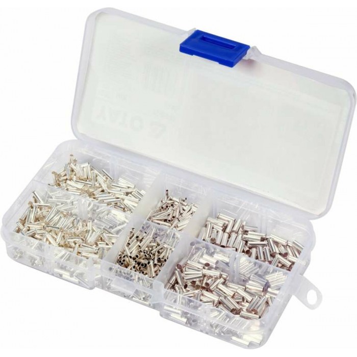 Набір наконечників для кабеля без ізоляції YATO : 6 різних розмірів, 1000 шт, в футлярі [100]