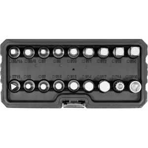 Торцеві насадки для оливозливних пробок YATO: квадрат- 3/8"; Cr-V, 18 шт [5/10]