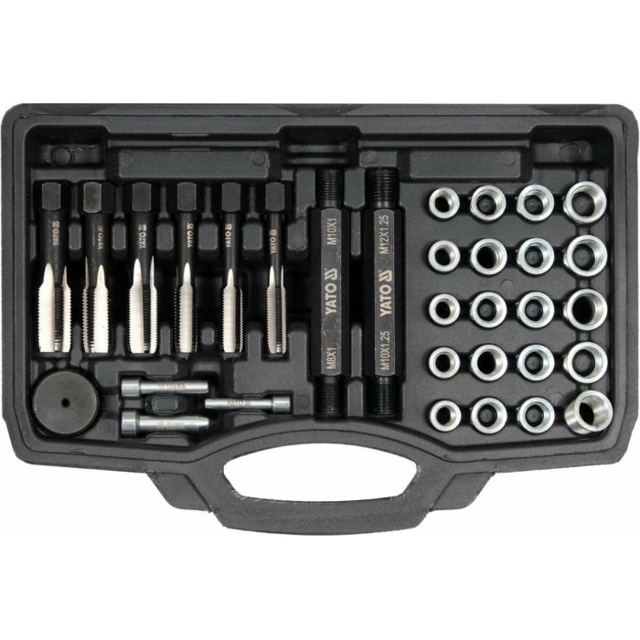 Набір для ремонту різьби "свічок" запалення YATO M8- М12 мм, 33 елем. [10]