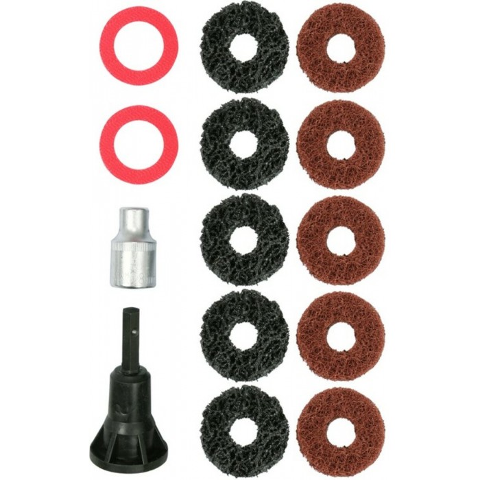 Шайби абразивні для очистки штифтів ступиць YATO з обладунками 1/2", 14 елем. [10/40]