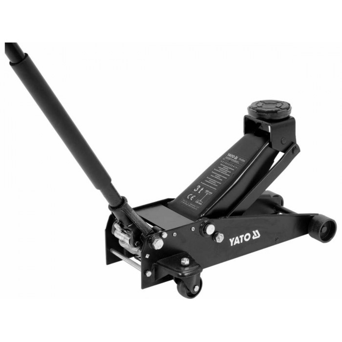 Домкрат гідравлічний підкатний YATO: навантаження- 3 т, межі підйому- 130- 465 мм [1]