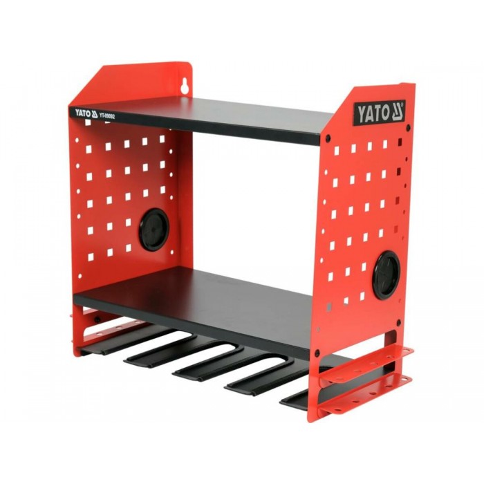 Полиця для електроінструменту YATO 465x 405x 225 мм, 4 гнізда, 2 полки, металева [1]