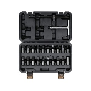 Торцеві насадки з устаткуванням для оливозливних пробок YATO: квадрат- 3/8", Cr-V, 26 шт в футлярі