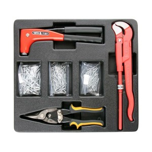 Вклад до інструментальної шафи YATO; ключ трубний- 1", ножиці до бляхи- 250 мм, заклепник і заклепки